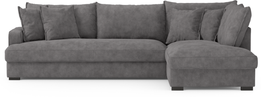 Mila - 3-sits soffa med divan höger, hel dyna - Grå