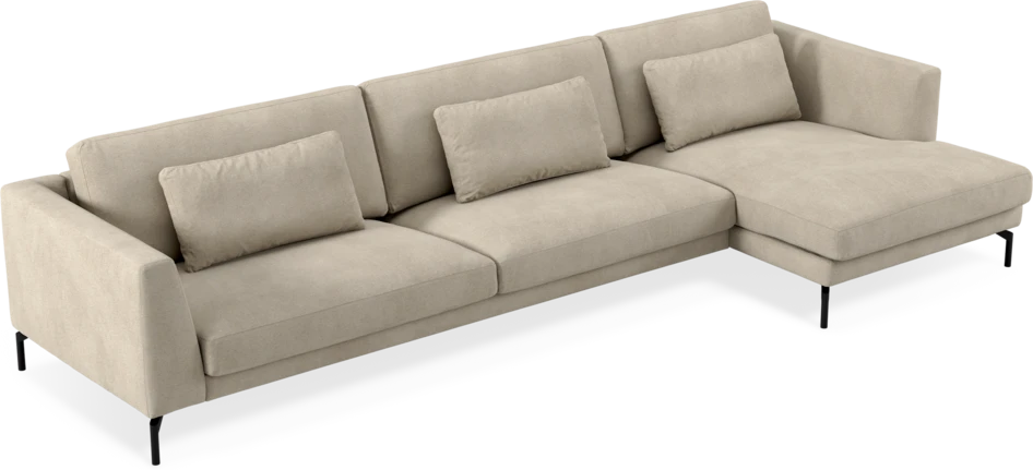 Willow - 4-sits soffa med schäslong höger, fast klädsel - Beige