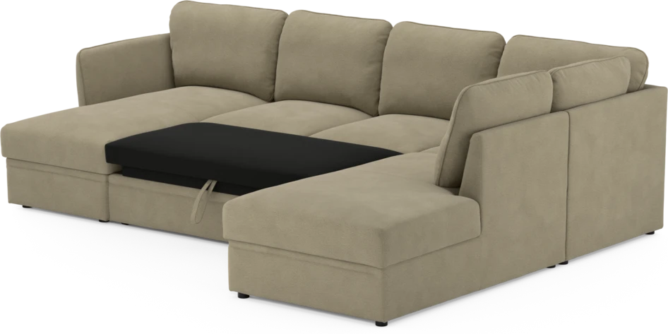 Öland - Bäddsoffa med schäslong vänster och divan höger - Beige