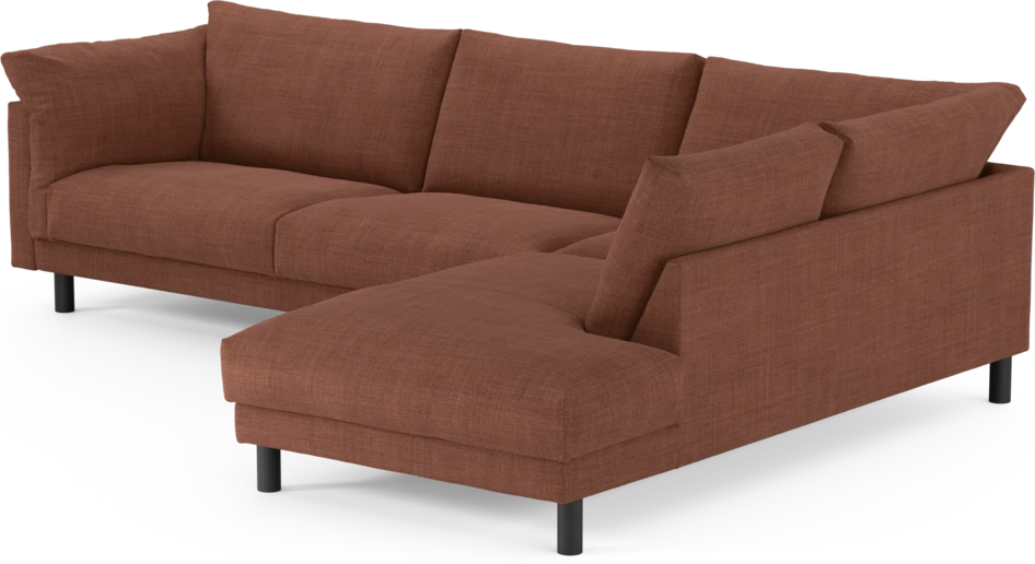 Cherrie - 3-sits soffa med divan höger, fast klädsel - Orange