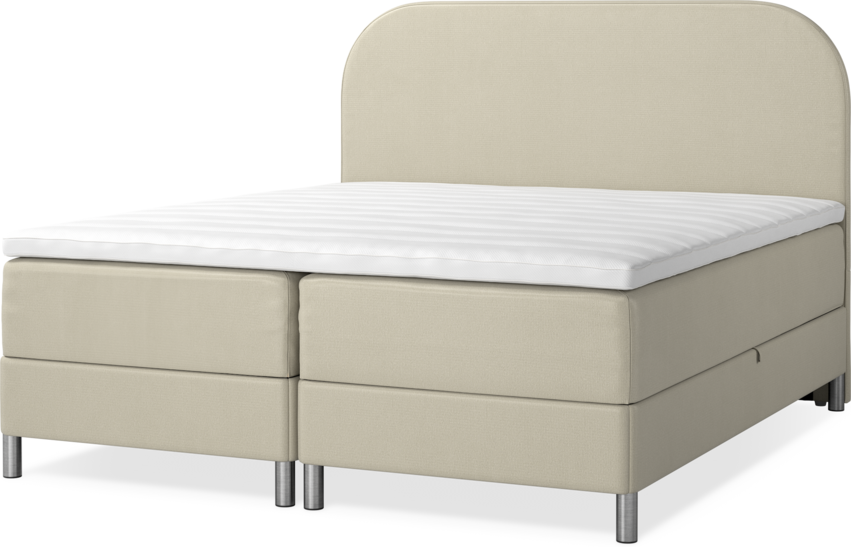Roma Family - Förvaringssäng, dubbelsäng med bäddmadrass och slät sänggavel - Beige