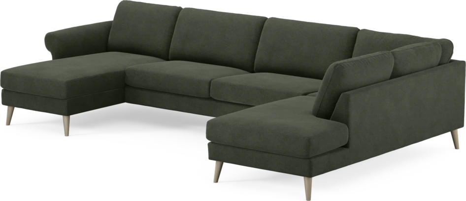 Bridge - 3-sits soffa med schäslong vänster och divan höger - Grön