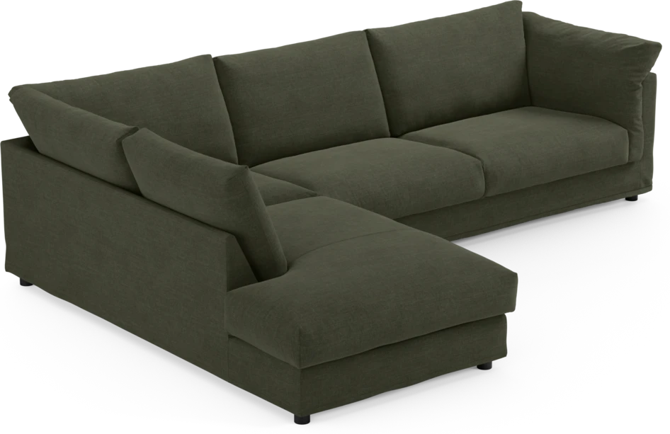 Cherrie - 3-sits soffa med divan vänster, med kappa - Grön