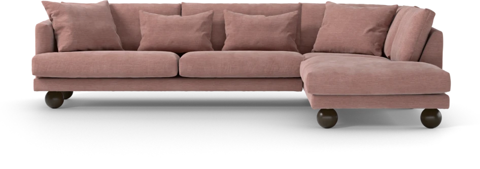 Harper - 3-sits soffa med divan höger - Rosa