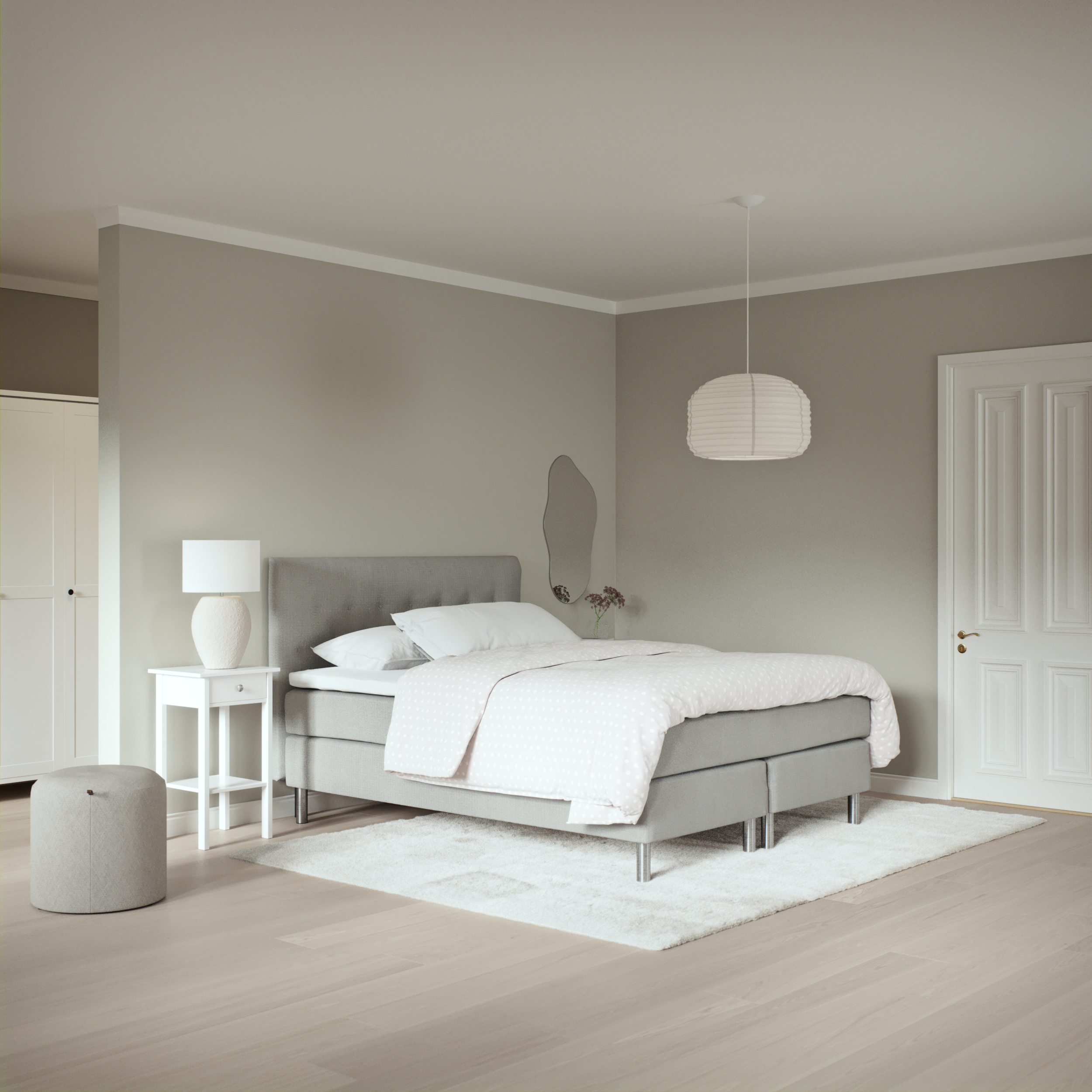 Roma Family, Kontinentalsäng, dubbelsäng med bäddmadrass och sänggavel låg pikerad, B 160-180