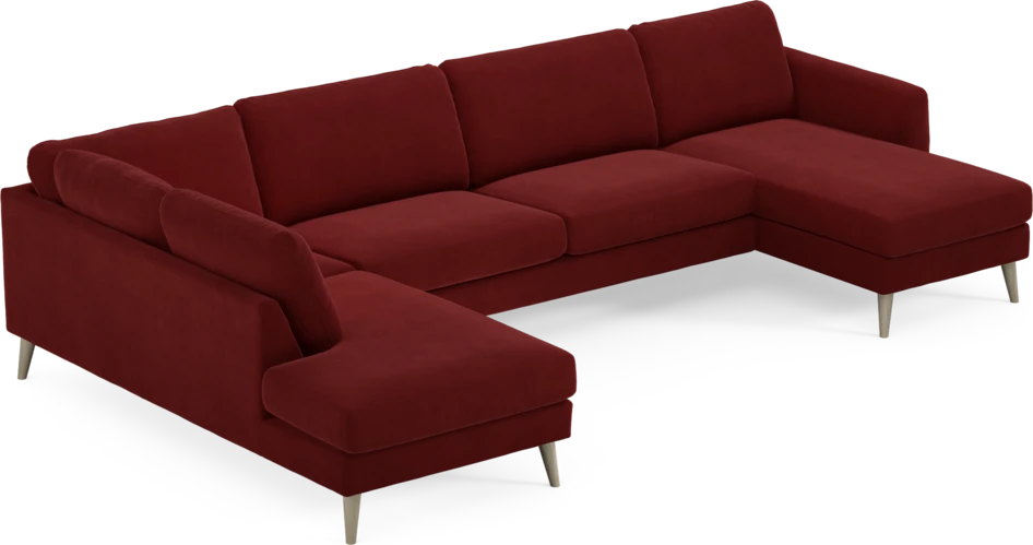 Bridge - 3-sits soffa med divan vänster och schäslong höger - Röd