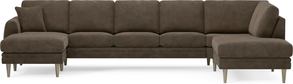 Eden - 3-sits soffa med schäslong vänster och divan höger - Brun