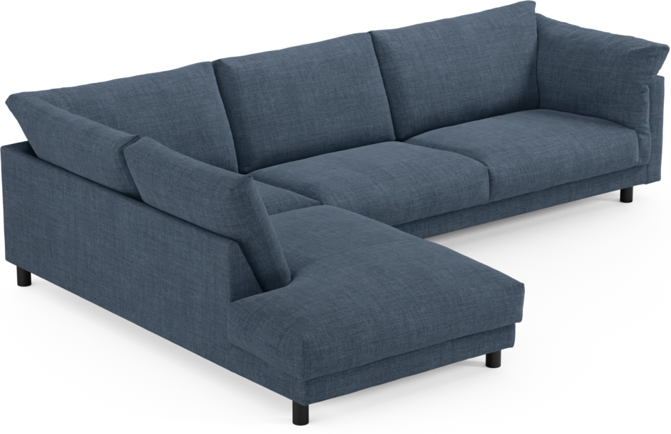 Cherrie - 3-sits soffa med divan vänster, fast klädsel - Blå