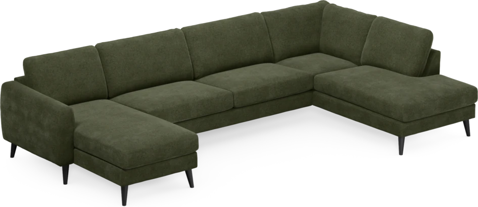 Bridge - 3-sits soffa med schäslong vänster och divan höger - Grön
