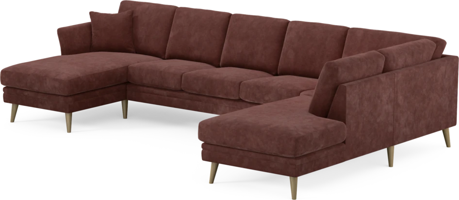 Eden - 3-sits soffa med schäslong vänster och divan höger - Röd