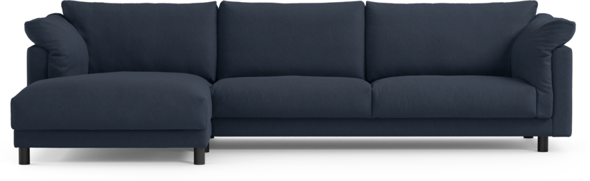 Cherrie - 3-sits soffa med schäslong vänster, fast klädsel - Blå