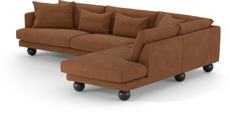 Harper - 3-sits soffa med divan höger - Orange
