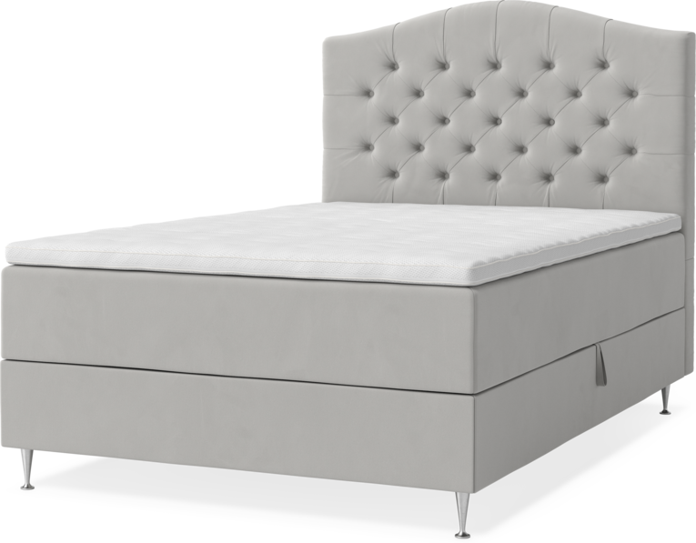 New York - Förvaringssäng, enkelsäng med bäddmadrass och sänggavel välvd - Grå