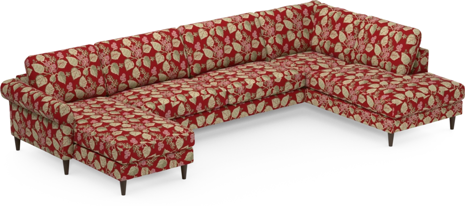 Bridge - 3-sits soffa med schäslong vänster och divan höger - Röd