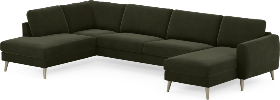 Bridge - 3-sits soffa med divan vänster och schäslong höger - Grön
