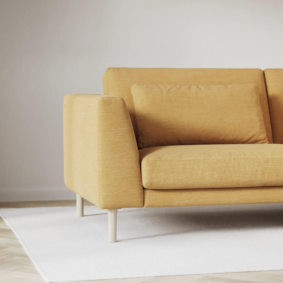Willow - 3-sits soffa med divan vänster, fast klädsel - Gul
