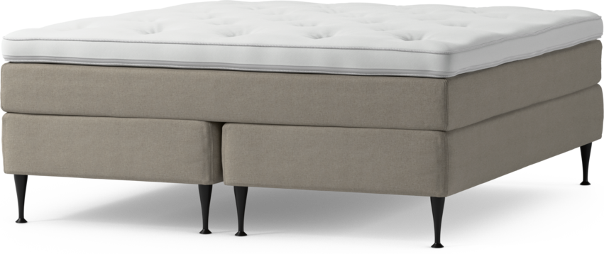 Delux Sense - Kontinentalsäng, dubbelsäng med bäddmadrass och sängben - Beige
