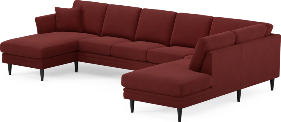 Eden - 3-sits soffa med schäslong vänster och divan höger - Röd