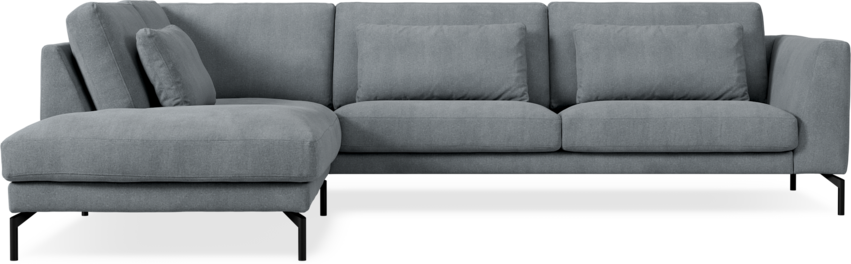 Willow - 3-sits soffa med divan vänster, fast klädsel - Grå