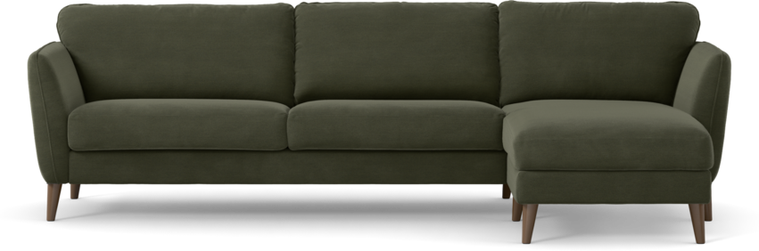 Bridge - 3-sits soffa med schäslong höger - Grön