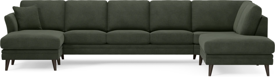 Eden - 3-sits soffa med schäslong vänster och divan höger - Grön