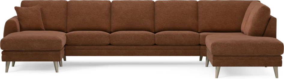 Eden - 3-sits soffa med schäslong vänster och divan höger - Orange