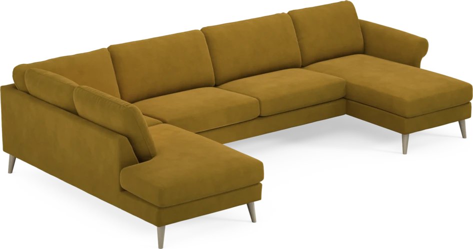 Bridge - 3-sits soffa med divan vänster och schäslong höger - Gul