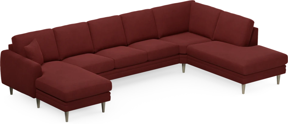Eden - 3-sits soffa med schäslong vänster och divan höger - Röd