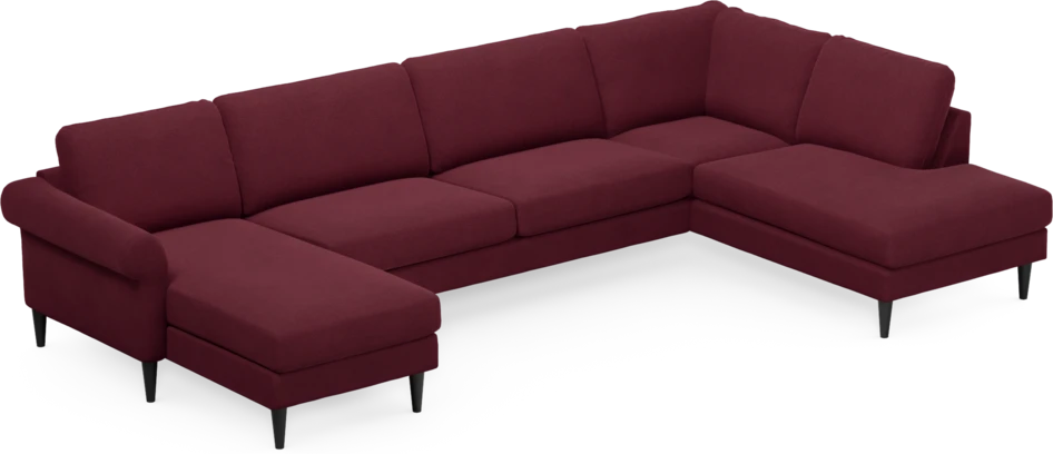 Bridge - 3-sits soffa med schäslong vänster och divan höger - Röd