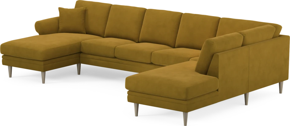 Eden - 3-sits soffa med schäslong vänster och divan höger - Gul