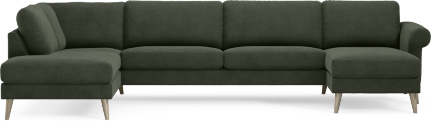 Bridge - 3-sits soffa med divan vänster och schäslong höger - Grön
