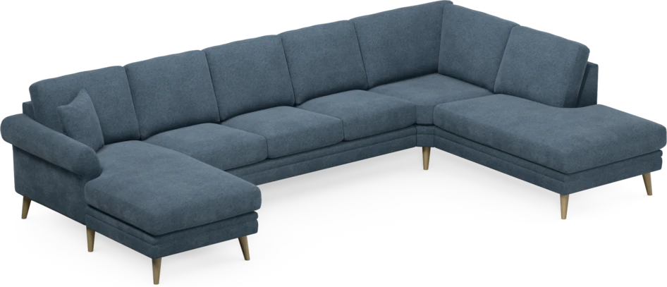 Eden - 3-sits soffa med schäslong vänster och divan höger - Blå