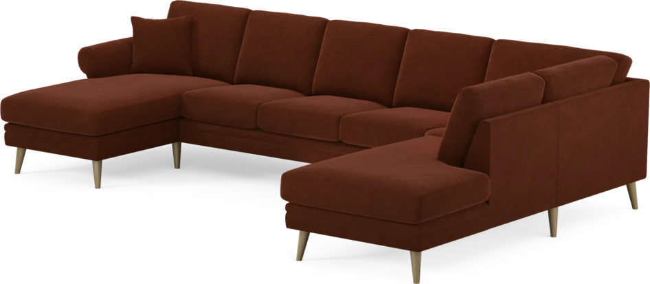 Eden - 3-sits soffa med schäslong vänster och divan höger - Orange