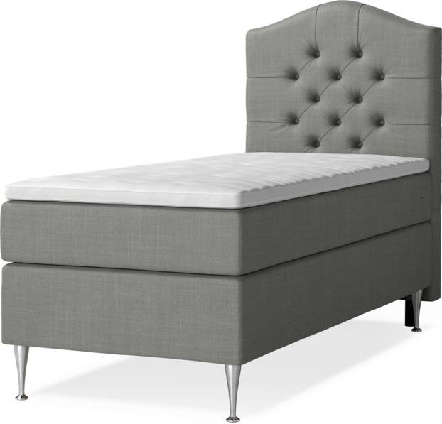 New York - Kontinentalsäng, enkelsäng med bäddmadrass och sänggavel välvd - Grå