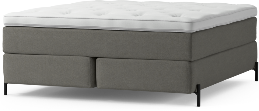 Delux Exclusive - Kontinentalsäng, dubbelsäng med bäddmadrass och sängben - Grå