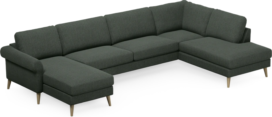 Bridge - 3-sits soffa med schäslong vänster och divan höger - Grön