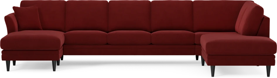 Eden - 3-sits soffa med schäslong vänster och divan höger - Röd