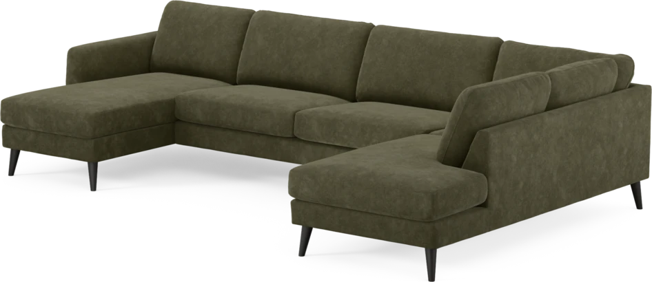 Bridge - 3-sits soffa med schäslong vänster och divan höger - Grön