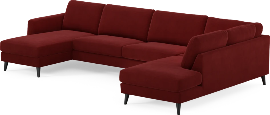 Bridge - 3-sits soffa med schäslong vänster och divan höger - Röd