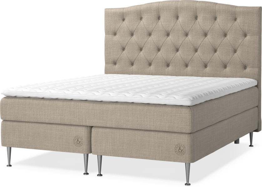 Asperö Comfort - Kontinentalsäng, 180 cm dubbelsäng med bäddmadrass och sänggavel välvd - Beige