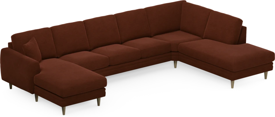 Eden - 3-sits soffa med schäslong vänster och divan höger - Orange