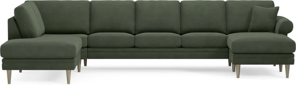 Eden - 3-sits soffa med divan vänster och schäslong höger - Grön
