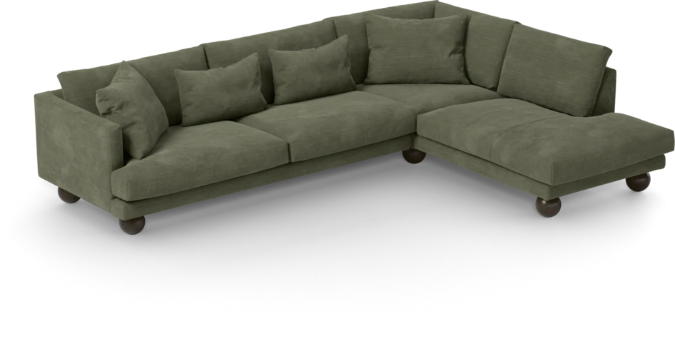 Harper - 3-sits soffa med divan höger - Grön