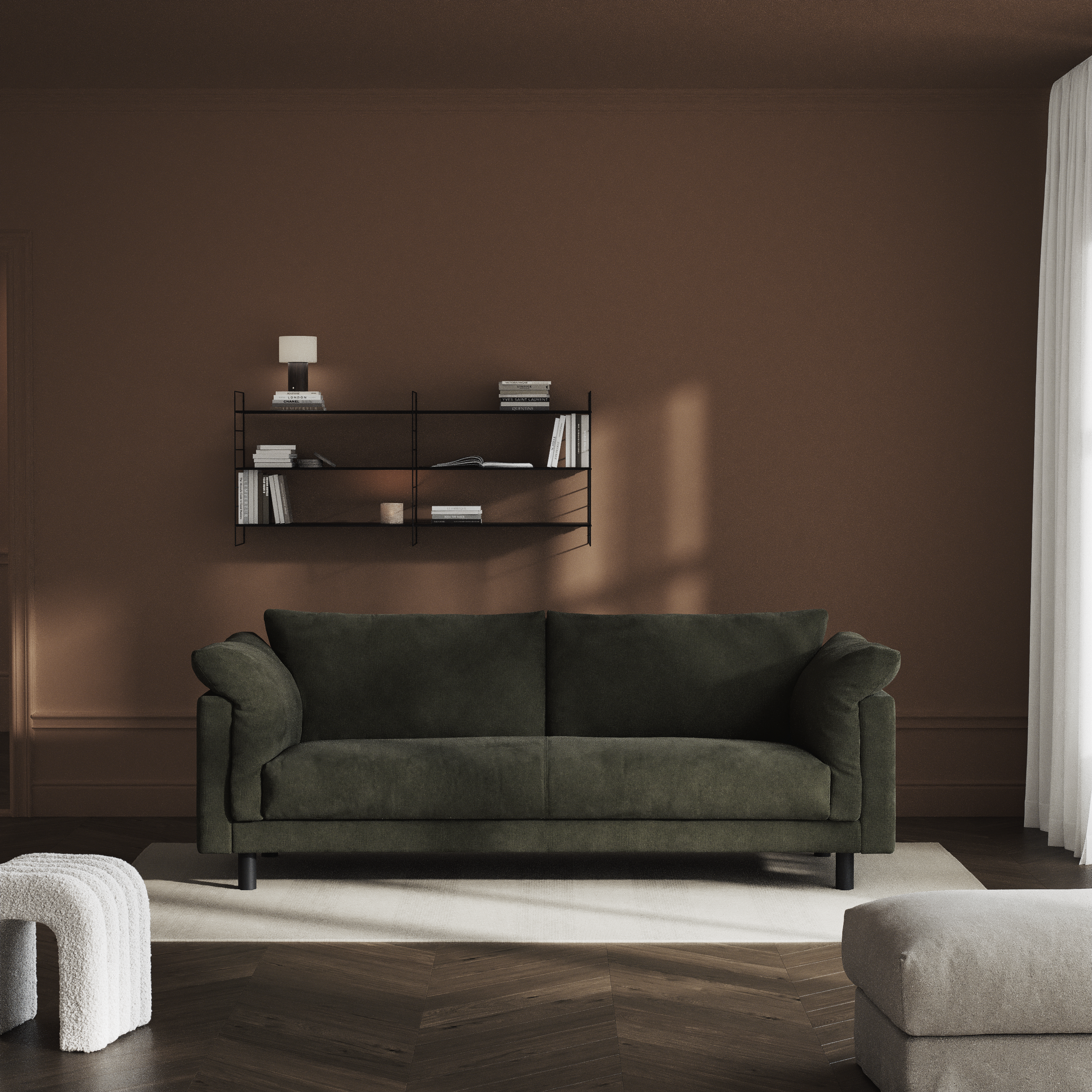 Cherrie, 3-sits soffa, hel dyna, fast klädsel