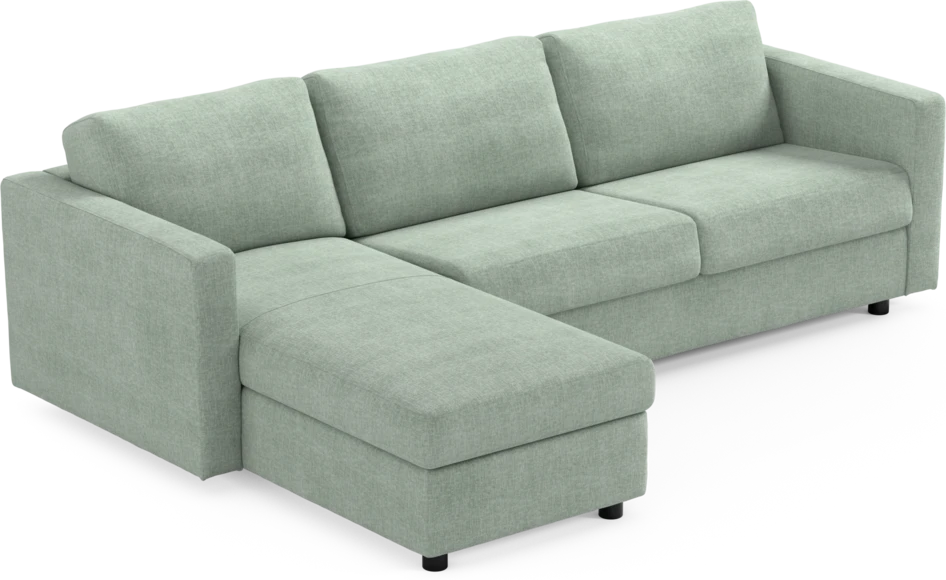 Lindö - Bäddsoffa 2,5-sits med schäslong, vändbar - Grön