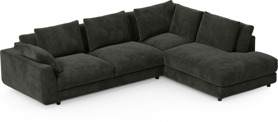 Amie - 3-sits med divan höger - Svart