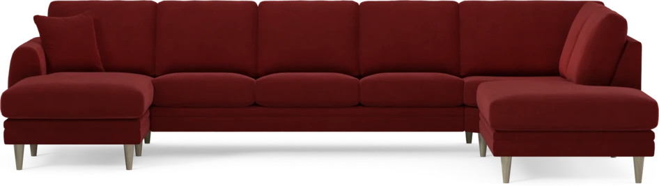 Eden - 3-sits soffa med schäslong vänster och divan höger - Röd