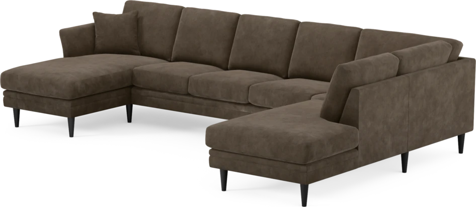 Eden - 3-sits soffa med schäslong vänster och divan höger - Brun