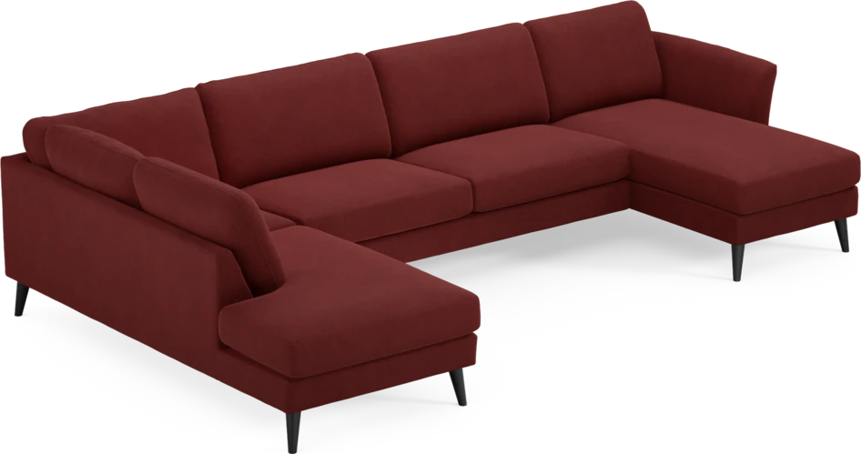 Bridge - 3-sits soffa med divan vänster och schäslong höger - Röd
