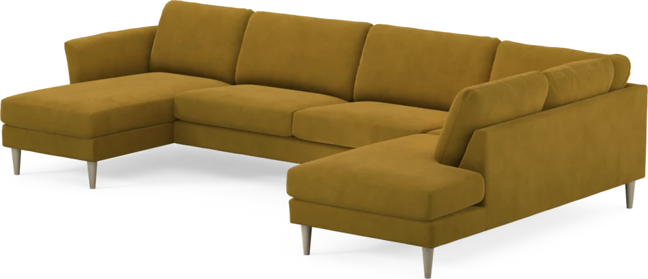 Bridge - 3-sits soffa med schäslong vänster och divan höger - Gul
